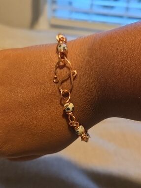 Handcrafted Copper Wire Bracelet with Dalmation Jasper Crystals